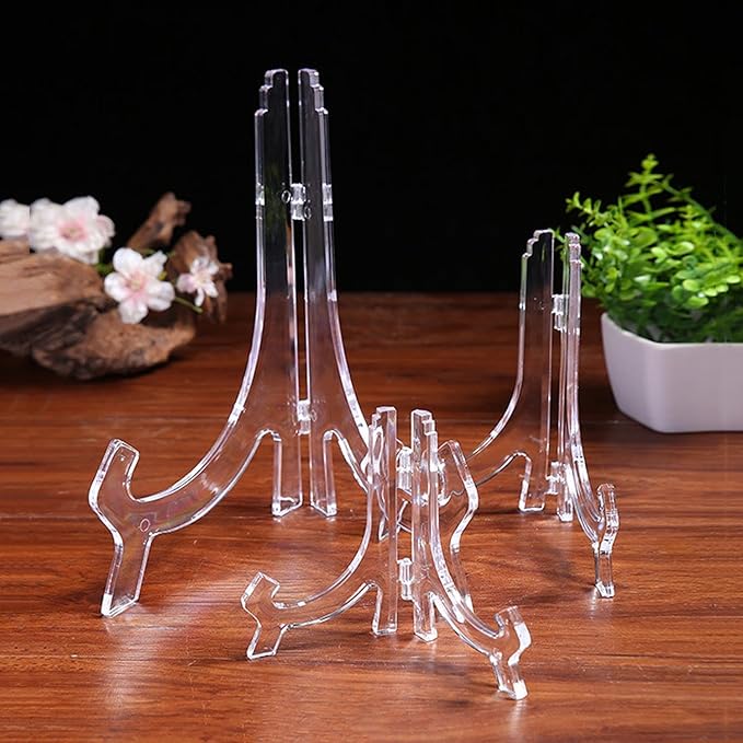 LonlyEagle 4 Pack 12 Inch Clear Plastic Easels or Stand/Plate Holders to - Image 3