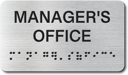 Manager's Office Signs with Raised Text & Grade 2 Braille, Brushed by EliteSign
