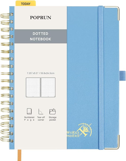 POPRUN Spiral Dotted Journal Notebook, 7-1/4" x 9-1/2" by POPRUN