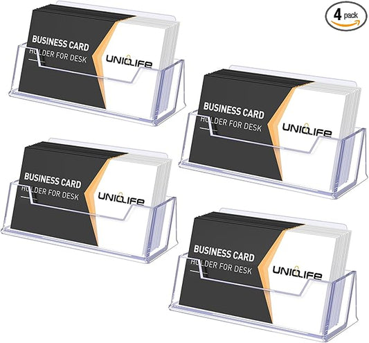 Uniclife 4 Pack Acrylic Business Card Holder by UnicLife