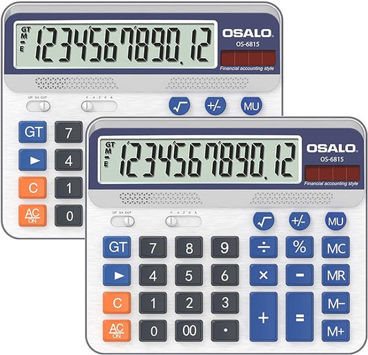 Desktop Calculator Extra Large 5-Inch LCD Display 12-Digit Big Number by Pendancy