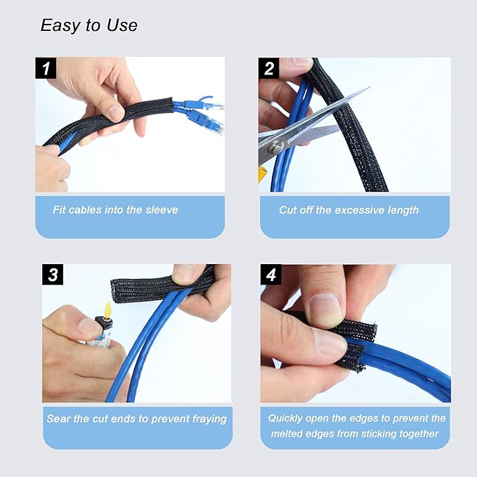 CrocSee 10ft - 1 inch Braided Cable Management Sleeve Cord Protector - - Image 6