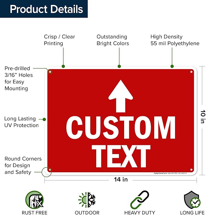 Custom Arrow, Custom Directional Sign, Up Arrow, 10x14 Inches, 55 mil thick HDPE - Image 6