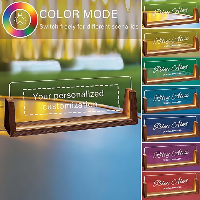 Personalized Desk Name Plate, Custom Light Up Acrylic Office Sign - Image 5