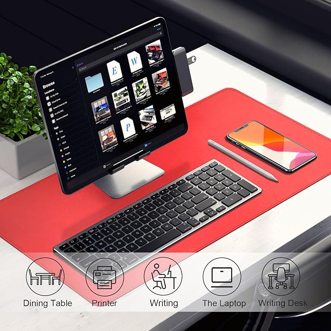 Leather & Suede Desk Cover | Non-Slip Large Mouse Pad | Waterproof Office & - Image 5
