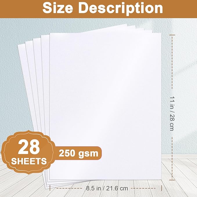 Silunkia 28 Sheets White Shimmer Cardstock 8.5 x 11 Printer Paper, 92lb - Image 2