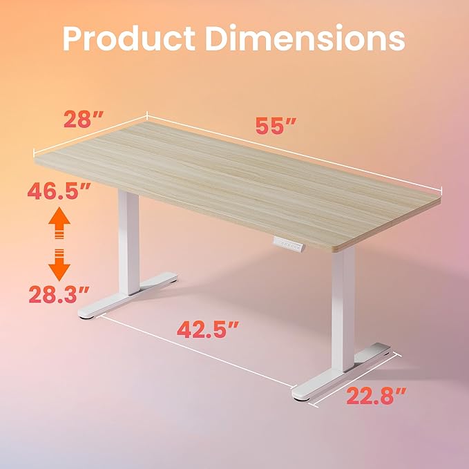 HUANUO 55 x 28 inch Electric Standing Desk Adjustable Height, 4 Memory Height - Image 3