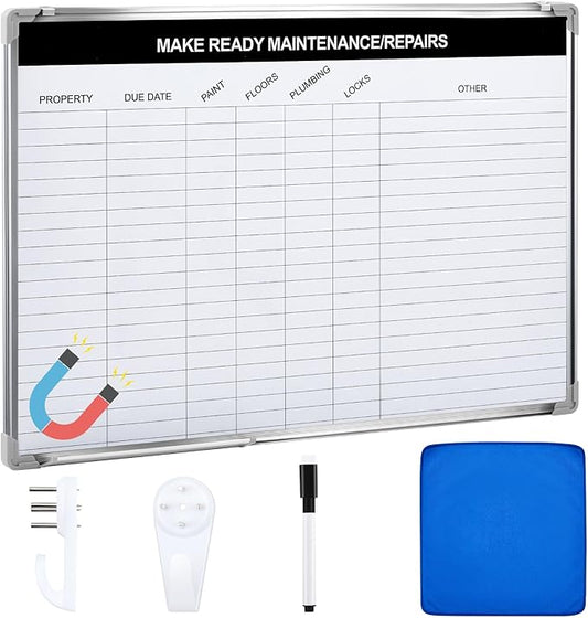 Lincia Make Ready Maintenance/Repairs Dry Erase Whiteboard Magnetic Dry Erase by Lincia