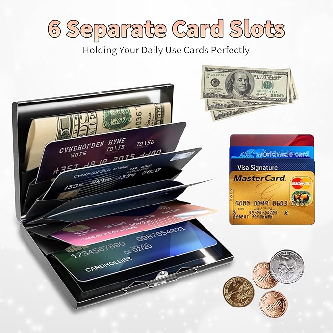 BWEGRHE Slim Credit Card Holder, Wild Flower Hummingbird RFID Blocking Metal - Image 5