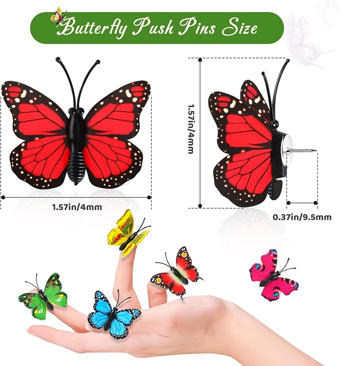 50Packs Purple Butterfly Push Pins Decorative Thumb Tacks Pushpins - Image 3