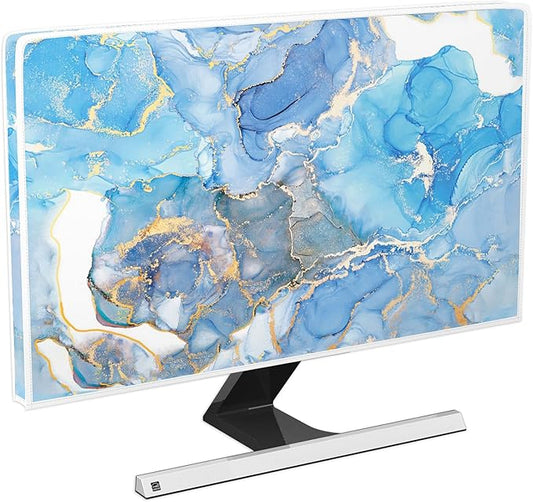Baocicco Baby Blue Gold Marble Waterproof Screen TV Cover 58, 60 Inch Modern by Baocicco