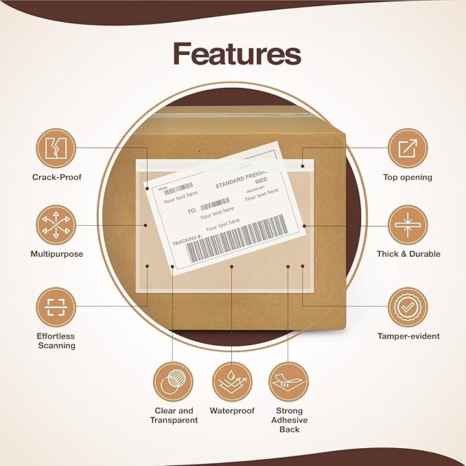 9.5x12 Shipping Label Sleeves 100 Pack Strong Adhesive Back - Image 4