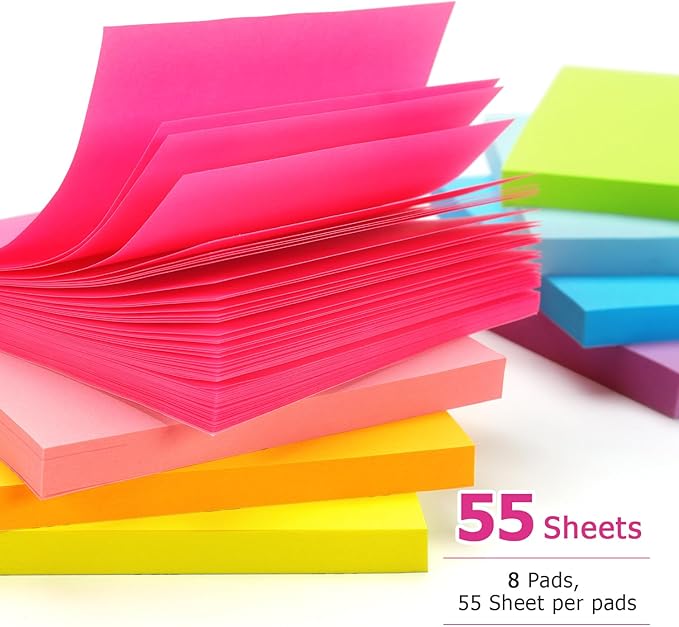 Early Buy Sticky Notes 8 Bright Color 8 Pads Self-Stick Notes 3 in x 3 in - Image 4