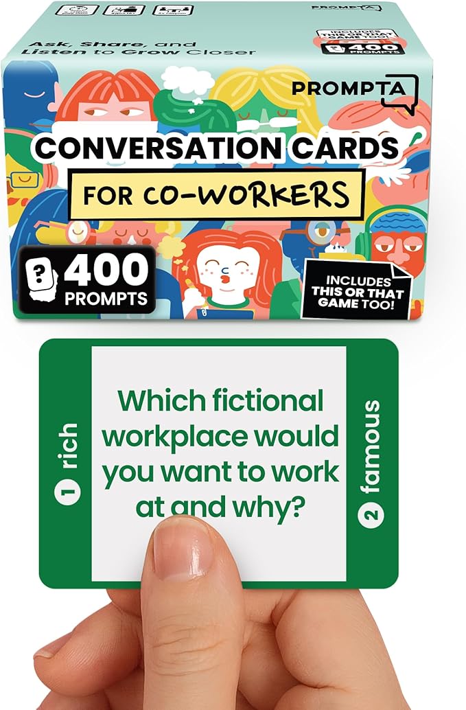 400 Conversation Cards for Coworkers – Two Fun Teambuilding Games for Work – by Prompta