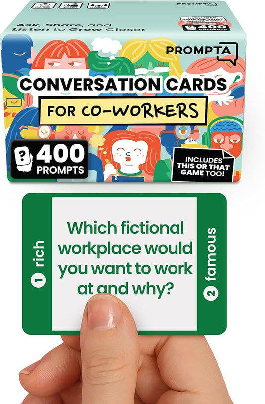 400 Conversation Cards for Coworkers – Two Fun Teambuilding Games for Work – by Prompta