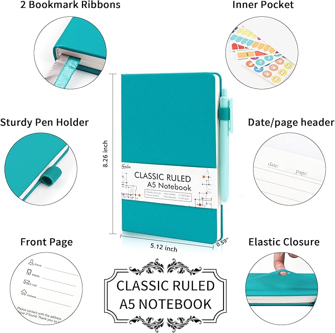 5 Pack Journal Notebook Bulk for School, Feela Hardcover Business Notebooks - Image 2