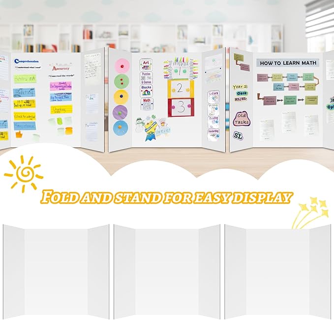 20 Pack Trifold Poster Board, Single-Sided White Poster Board - Image 3