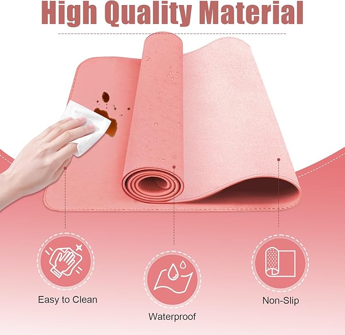 Large Desk Pad 47.2" x 17", Leather Desk Mat Protector, Non-Slip PU Leather - Image 3