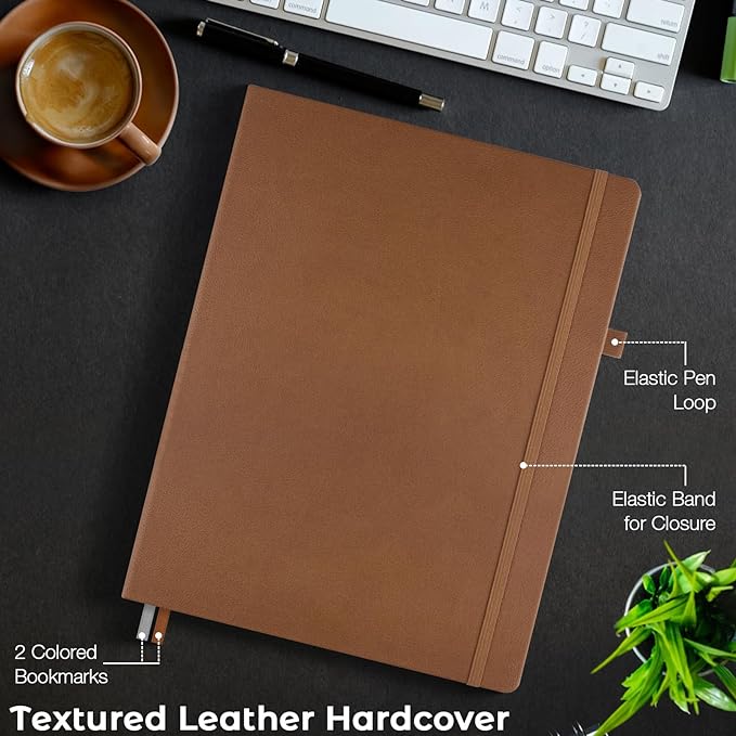 Lined Journal Notebook, 8.5" x 11" Hardcover Leather Notebook - Image 5