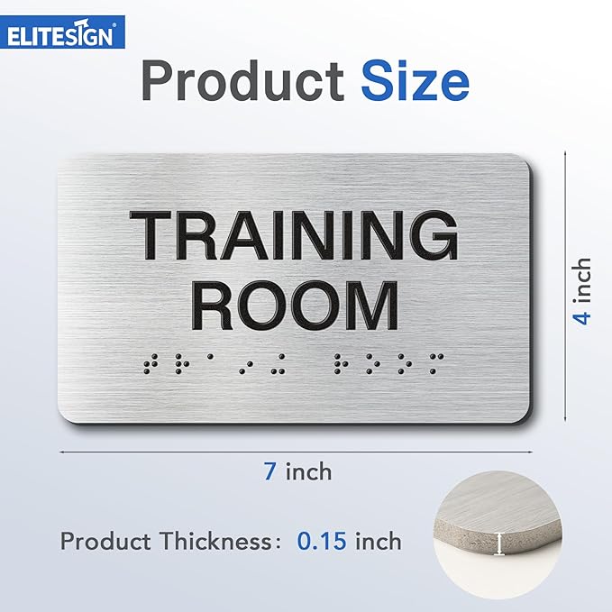 WAITING ROOM Signs with Raised Text & Grade 2 Braille, Brushed Aluminum/Silver - Image 2