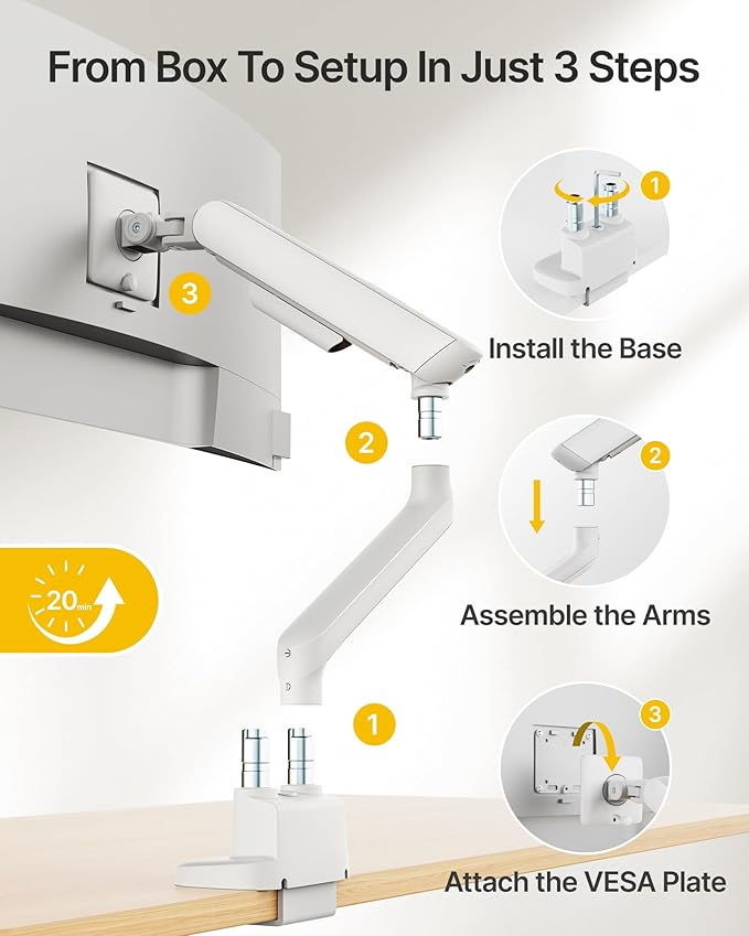 monTEK Dual Monitor Arm, Mechanical Spring Monitor Arm - Image 5