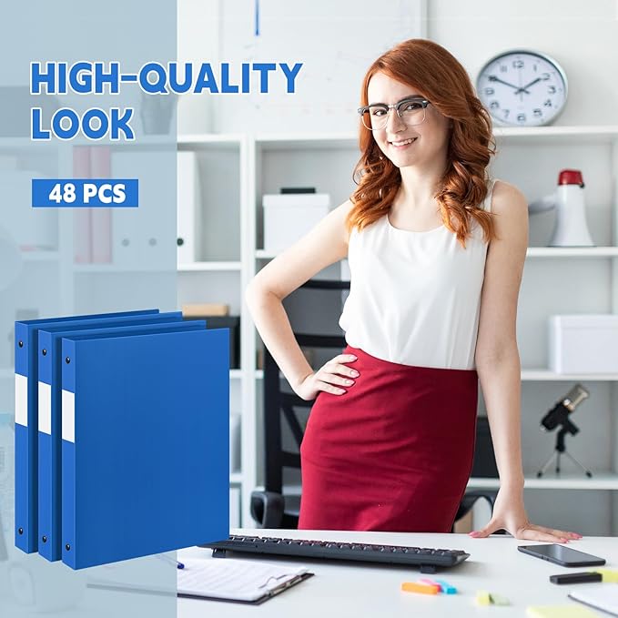 Henoyso 48 Pcs 3 Ring Binder 0.5 Inch Round Fits Letter Size 8.5'' x 11'' Paper - Image 5