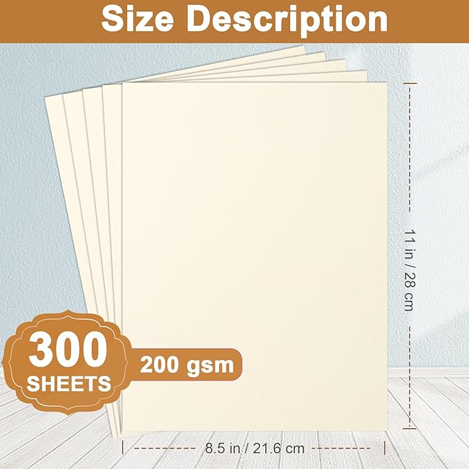 Silunkia 300 Sheets Cream Cardstock 8.5 x 11 Ivory Paper, 200gsm/75lb Off White - Image 2