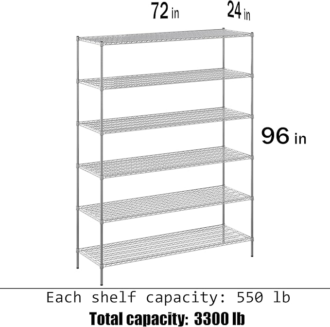 Regal Altair 24" Deep x 72" Wide x 96" Height Wire Shelving Kit | 6-Tier | NSF - Image 3