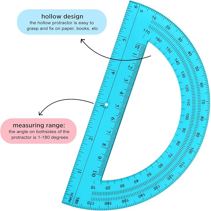 Zonon 3 Pack 6 Inch Plastic Protractor Christian Charity Donation 180 Degrees - Image 3