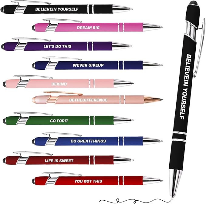 CRME 10pcs Red Nurse Pen Set Sculpture Funny Quotes Inspirational Pen - Image 2