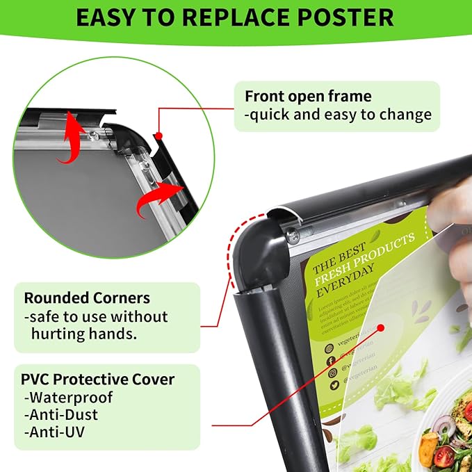 INNOVSIGN Adjustable Pedestal Sign Holder Stand 8.5''x11'', Floor Standing - Image 3