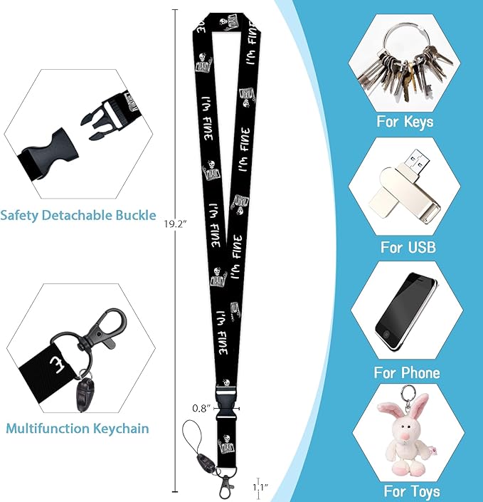 Skull Skeleton Badge Holder Retractable Lanyard, Lanyards - Image 5