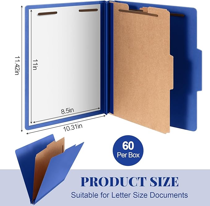 Skyygemm 60 Pcs Classification Folders Letter Size, 1 Divider Pressboard File - Image 2