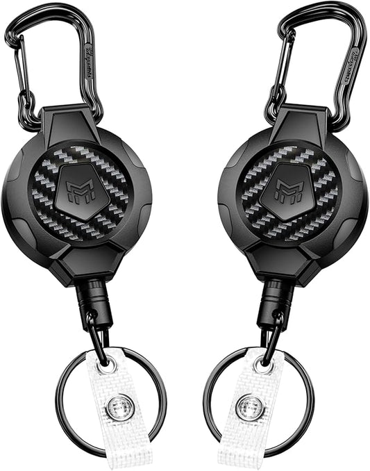 MNGARISTA 2-Pack Retractable Keychain, Heavy Duty 10 OZ Retraction 3K Carbon by MNGARISTA