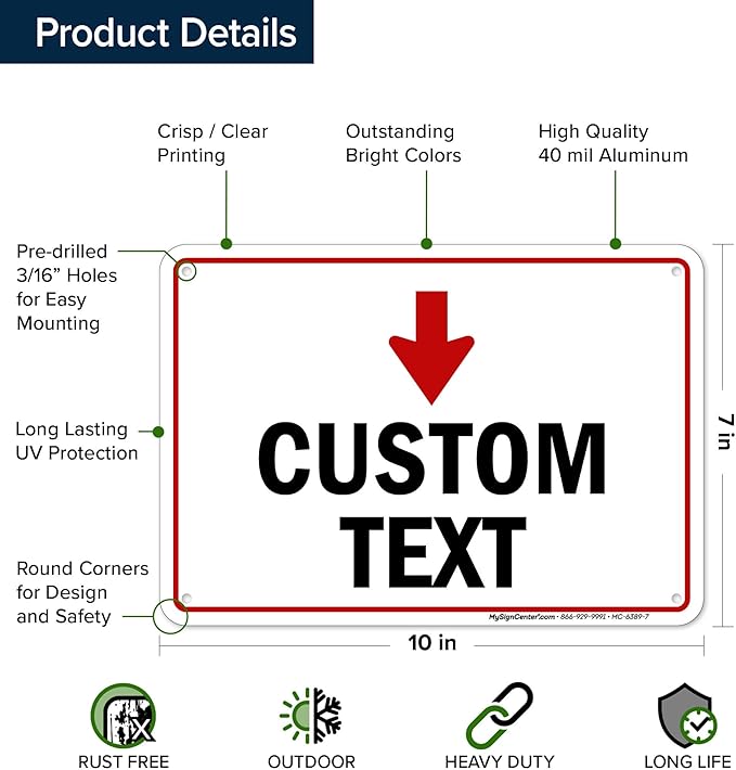 Custom Arrow, Custom Directional Sign, Down Arrow, 7x10 Inches, Rust Free .040 - Image 6