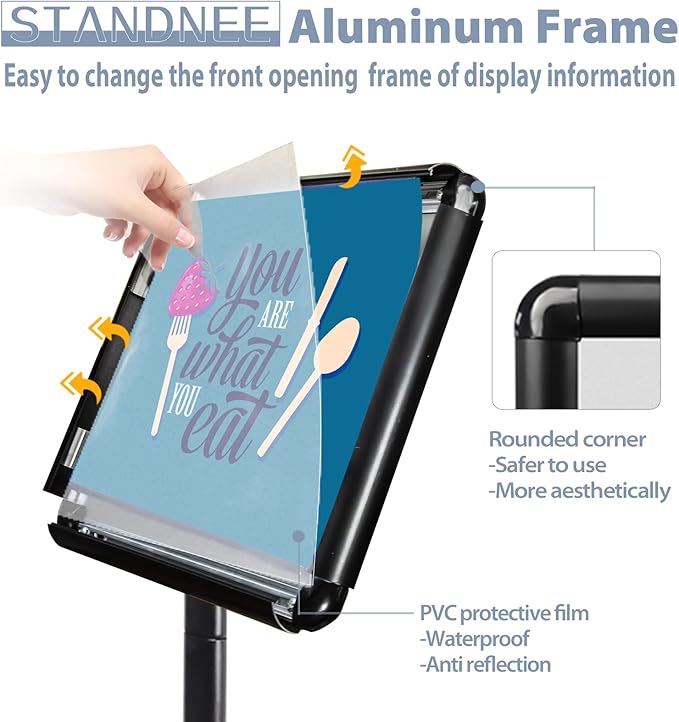 STANDNEE Heavy-duty Poster Stand Holder 11"x 17" Pedestal Floor Standing Sign - Image 7