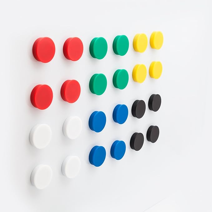 Bullseye Office 24 Round Red Fridge Magnets, Button Shaped, Small Colorful - Image 4