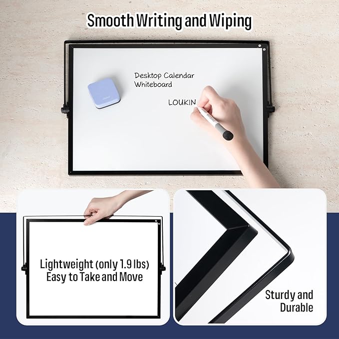 Loukin 17"x12" Dry Erase Calendar, Magnetic Desktop Whiteboard - Image 6