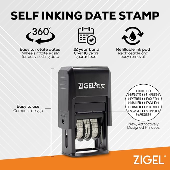ZIGEL D50 Date Stamp with Received - Image 2