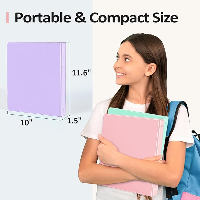BinderX Extra Durable 3 Ring Binder, Round Rings 1 Inch Binder, Fits 175 Sheets - Image 6