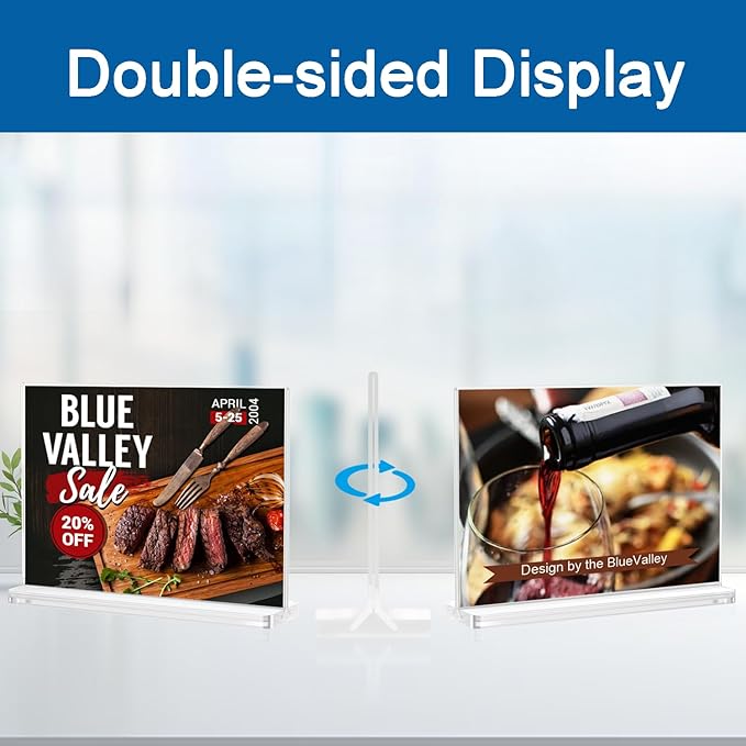 BlueValley 12 Pack Acrylic Sign Holder 8.5 x 11 Inch Horizontal - Image 8