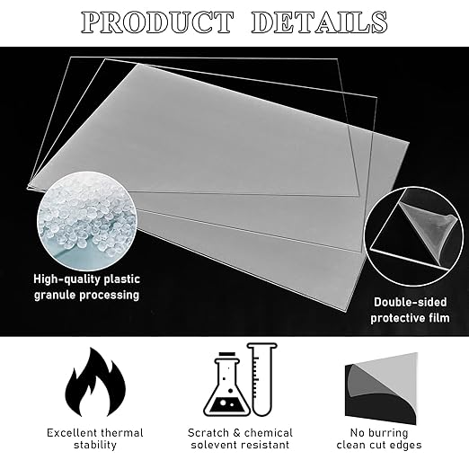 Roowest 6 Pcs 24 x 48 Inch, 1 mm Thick Clear Acrylic Sheets Plastic Panels - Image 3