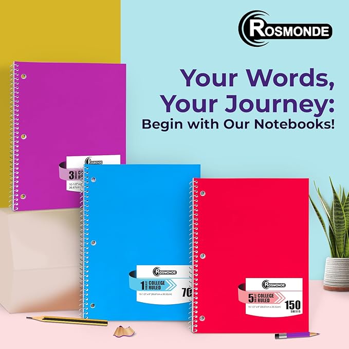 Rosmonde Spiral Notebook, 12 Pack, 1 Subject, College Ruled, 70 Sheets - Image 7