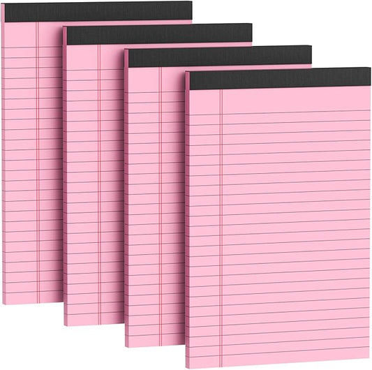 4 Pack Note Pads 5 x 8 Inch Pink Small Legal Pads 5 x 8 Colored Notepad 5 x 8 by Nichela