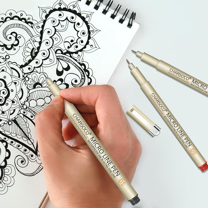 CHARSOCO 01 Micro Pen, Waterproof Archival Ink, 0.25mm Fineliner Ink Pens - Image 4