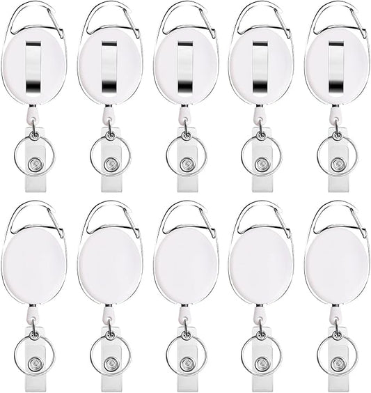 Retractable Badge Holder with Carabiner Reel Clip and Key Ring by moeverEx