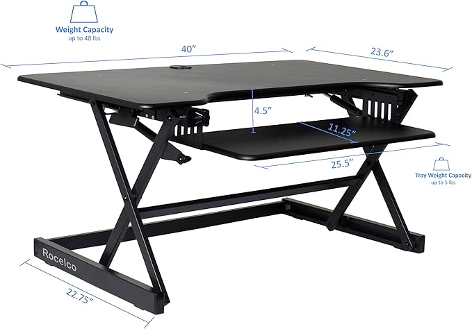 Rocelco 40" Large Height Adjustable Standing Desk BUNDLE - Image 7