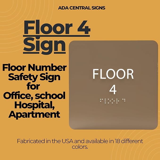 Grey w/White ADA Floor 4 Sign - Image 6