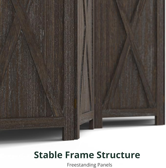Cozy Castle Wood Room Divider, 3 Panels Folding Privacy Screen, 66.9'' Wall - Image 7