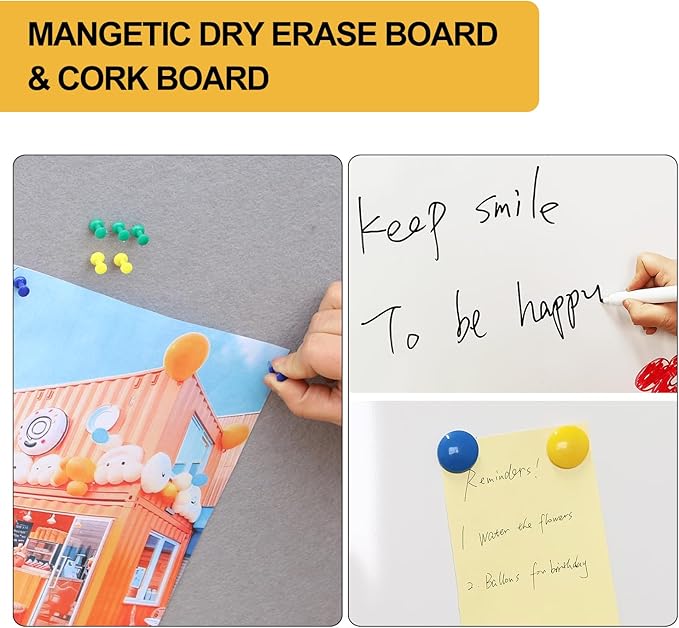 DEVELOP Grey Felt Bulletin & Magnetic Dry Erase Combo Board, 24 x 18 Inch - Image 2